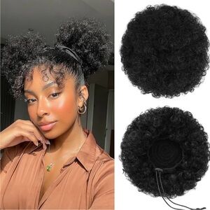 Human Hair Afro Puff Bun Hair Extensions